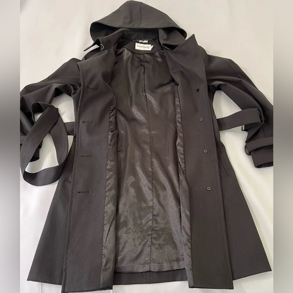 Hilary Radley New York 3/4 Length Trench Coat Belted Sz Medium Black - Picture 7 of 12